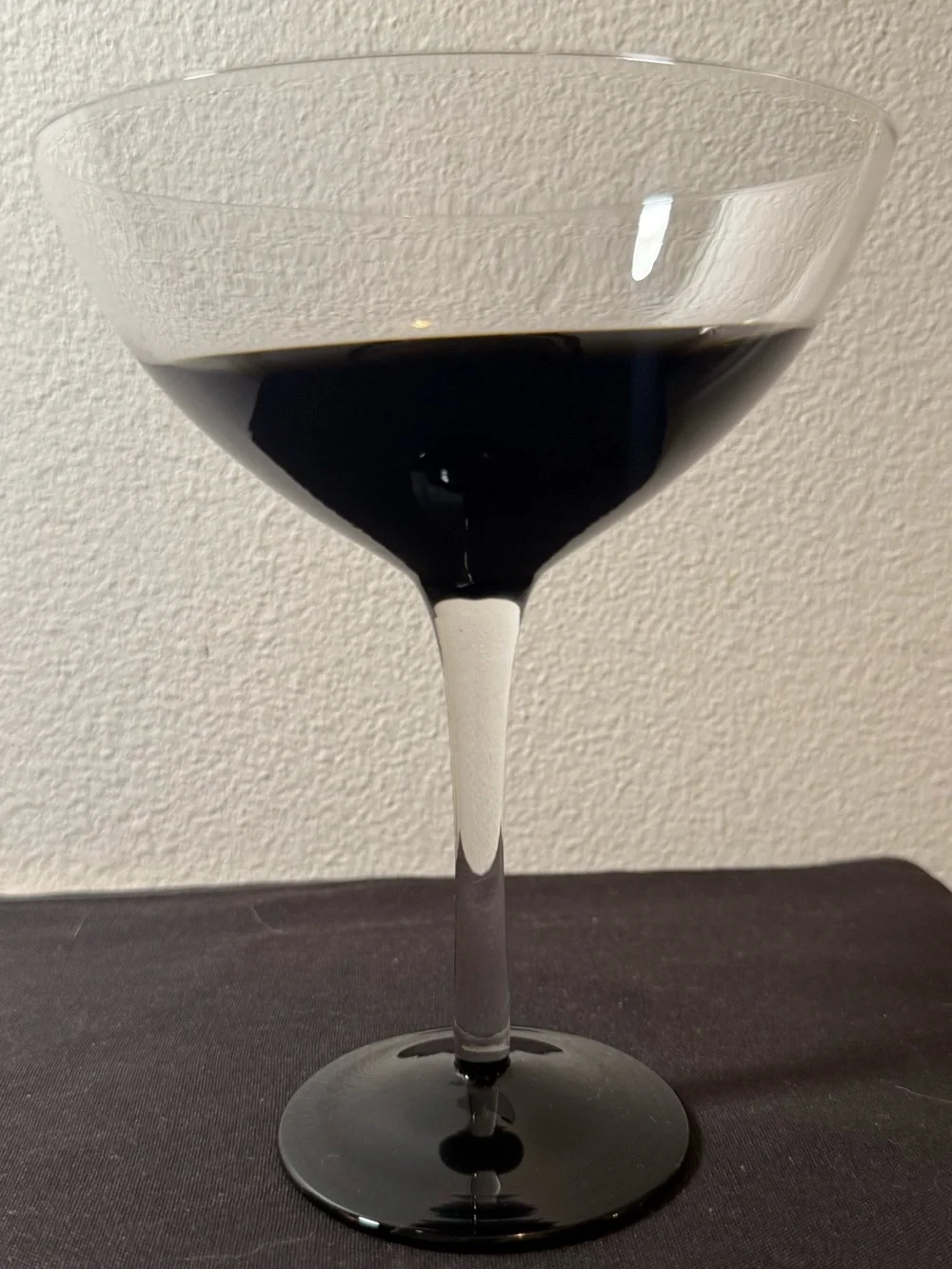 Pier 1 Elemental Black To Clear 7” Martini Cocktail Glass. 12oz